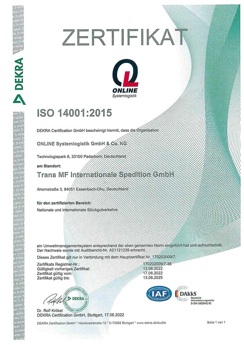Umwelt ISO 14001